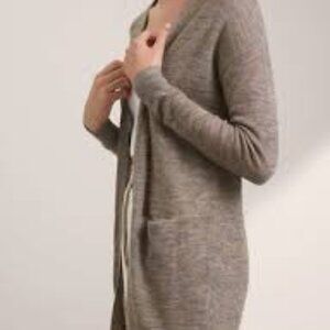 Wilfred Free Aronson Open Cardigan Wool Linen Blend, Heathered Tan, Size M